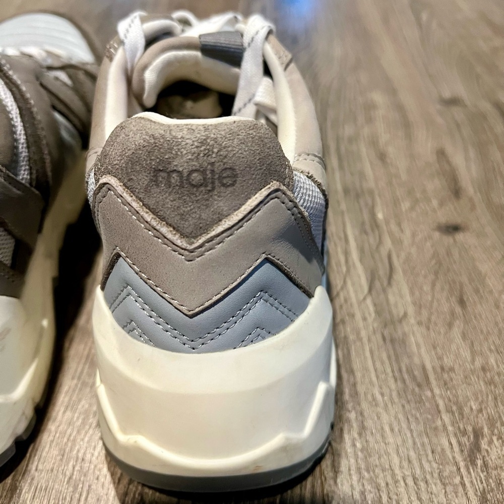 Maje Paris Wave Sneakers Gray White Suede Mesh Chunky Sole Women EU 40 US 9–9.5‌